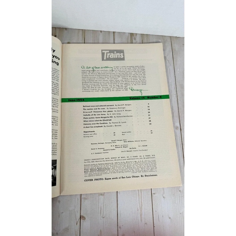 Trains Magazine June 1954 Southern Pacific Catenary Railroading Vintage
